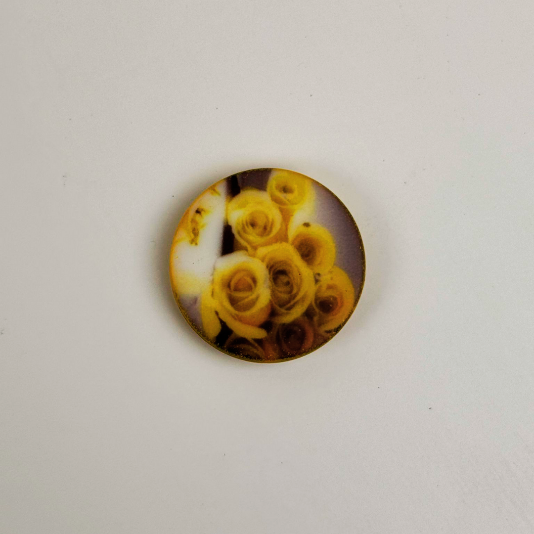 Rose Print 22mm buttons - Yellow - 15pieces