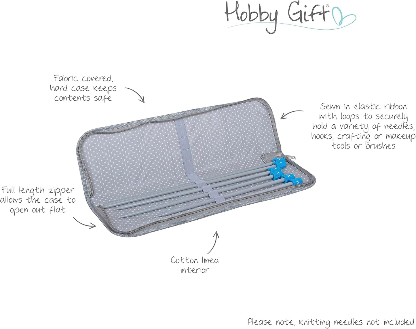 Hobby Gift Knitting Needle Case – Knit Happens Design (13 × 44 × 4 cm)