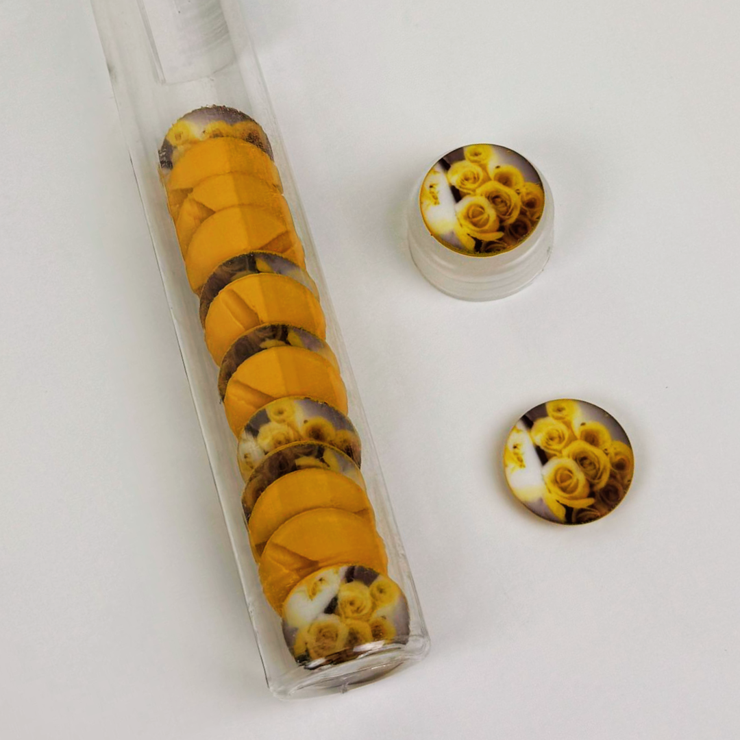 Rose Print 22mm buttons - Yellow - 15pieces