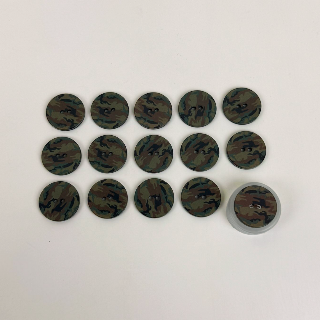 Army Print 22mm buttons - Green - 15pieces