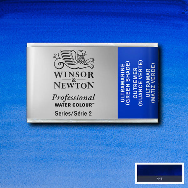 Winsor & Newton Ultramarine Green Shade Whole Pan - S2 Professional Watercolour - Winsor & Newton at DRK Crafts