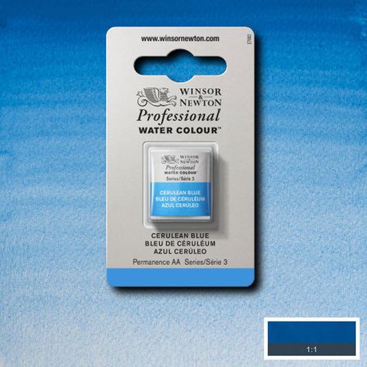 Winsor & Newton Cerulean Blue Half Pan - S3 Professional Watercolour - Winsor & Newton at DRK Crafts