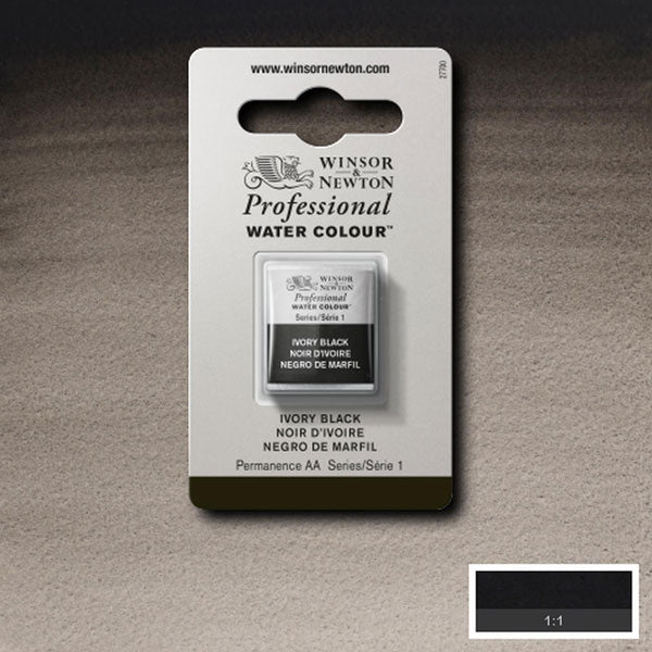 Winsor & Newton Ivory Black Half Pan - S1 Professional Watercolour - Winsor & Newton at DRK Crafts
