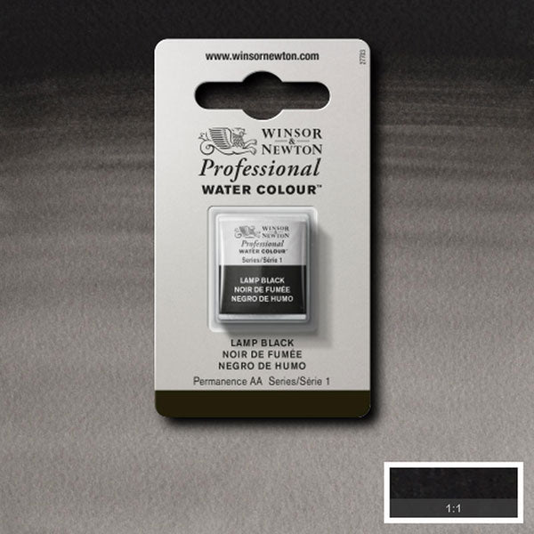 Winsor & Newton Lamp Black Half Pan - S1 Professional Watercolour - Winsor & Newton at DRK Crafts