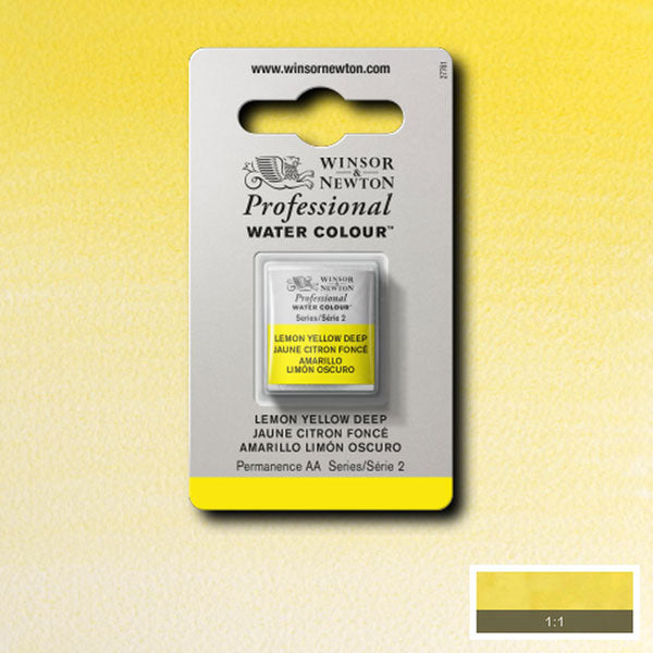 Winsor & Newton Lemon Yellow Deep Half Pan - S2 Professional Watercolour - Winsor & Newton at DRK Crafts