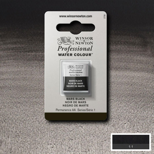 Winsor & Newton Mars Black Half Pan - S1 Professional Watercolour - Winsor & Newton at DRK Crafts