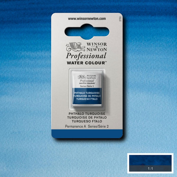 Winsor & Newton Phthalo Turquoise Half Pan - S2 Professional Watercolour - Winsor & Newton at DRK Crafts