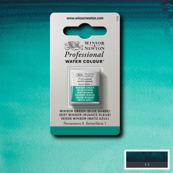 Winsor Green Blue Shade Half Pan - S1 Professional Watercolour - Winsor & Newton at DRK Crafts