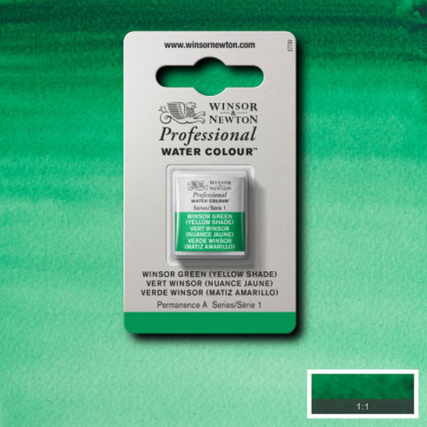 Winsor Green Yellow Shade Half Pan - S1 Professional Watercolour - Winsor & Newton at DRK Crafts