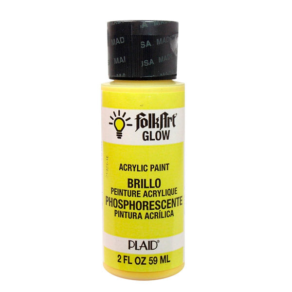 2oz Folkart Glow-in-the-Dark Acrylic Colours - Yellow