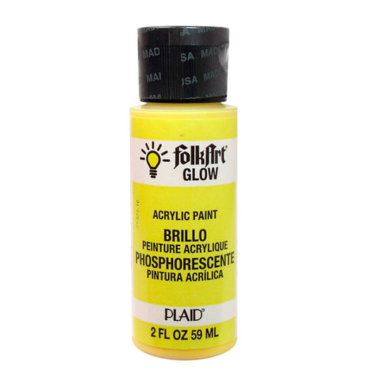 2oz Folkart Glow-in-the-Dark Acrylic Colours - Yellow