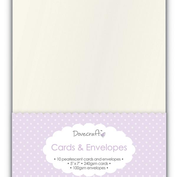 Dovecraft Pearl Cards and Envelopes 5 x 7 inch - 8 Pack