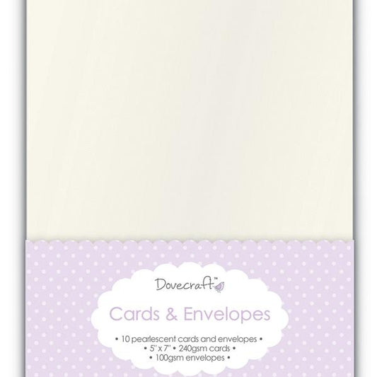 Dovecraft Pearl Cards and Envelopes 5 x 7 inch - 8 Pack