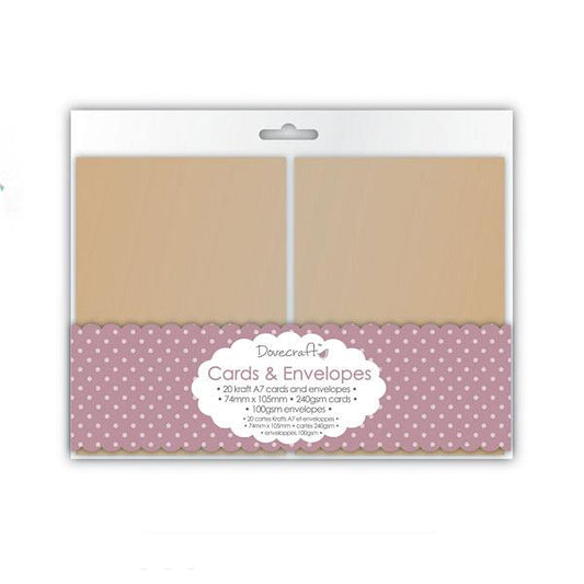 Dovecraft Dovecraft 20 Mini Kraft 74mm x 105mm Cards & Envelopes