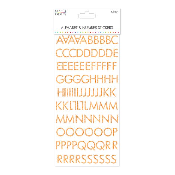 Simply Creative Simply Creative Alphabet & Number Stickers - Skinny Glitter Gold