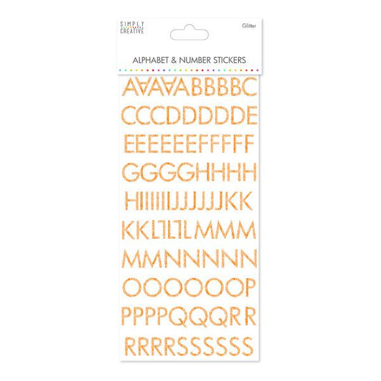Simply Creative Simply Creative Alphabet & Number Stickers - Skinny Glitter Gold