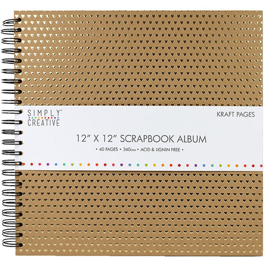 Simply Creative Simply Creative Album 12x12 - Kraft With Gold Hearts