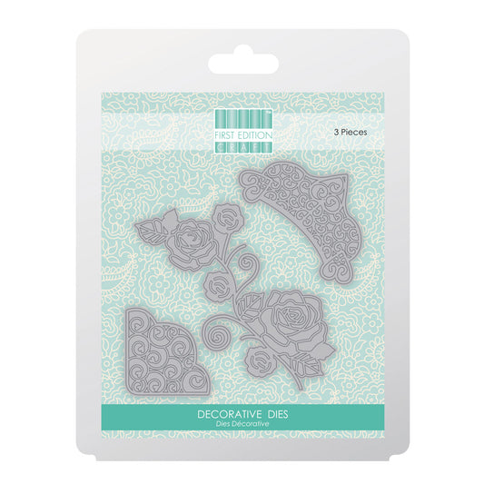 First Edition Decorative Crown and Rose Cutting Die for Card Making and Scrapbooking
