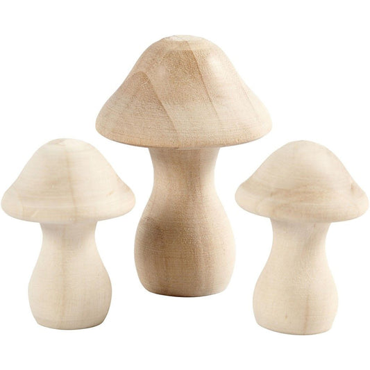 Create Crafts Wooden Mushrooms 4.5 x2pc + 6.5 x1p