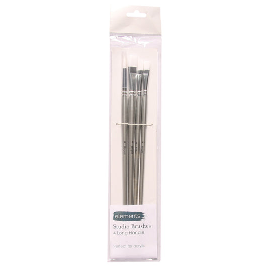 elements Studio Brush - Set of 4 Long Handle – Premium Artist Brush Set