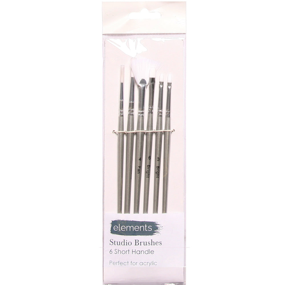 elements Studio Brush - Set of 6 Short Handle – Premium Artist Brush Set