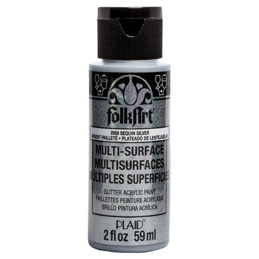 2oz FolkArt Multi Gltr Sequin Silver – 59ml (2oz)