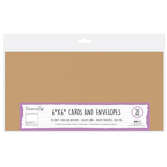 Dovecraft Dovecraft Essentials Cards and Envelopes 50 pack 6x6 - Kraft