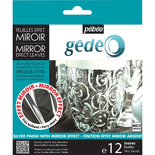 Pebeo Gedeo Pack Of 12 Mirror Effect Metal Leaves Silver