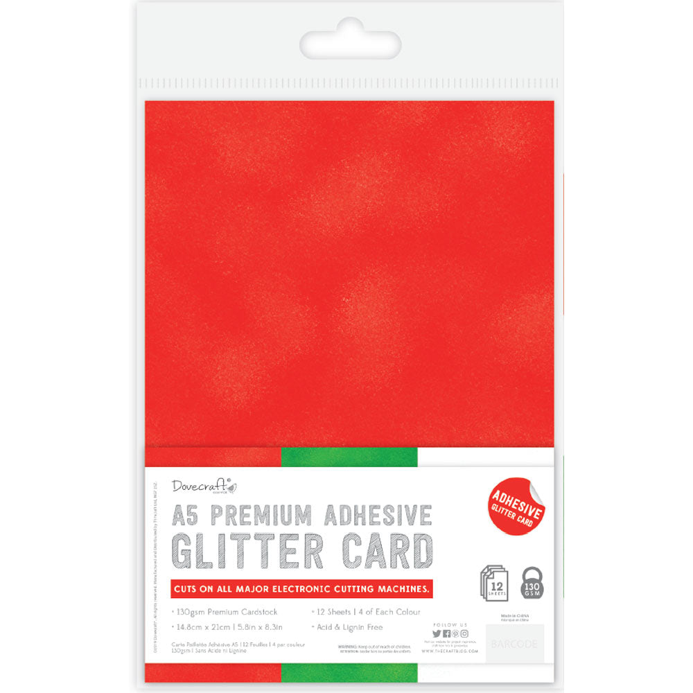 Dovecraft Glitter Card Festival - A5 Adhesive Sheets - 12 Pack