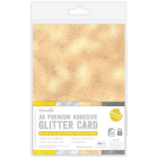 Dovecraft Dovecraft A5 Adhesive Glitter - 12 Sheets - Metallic
