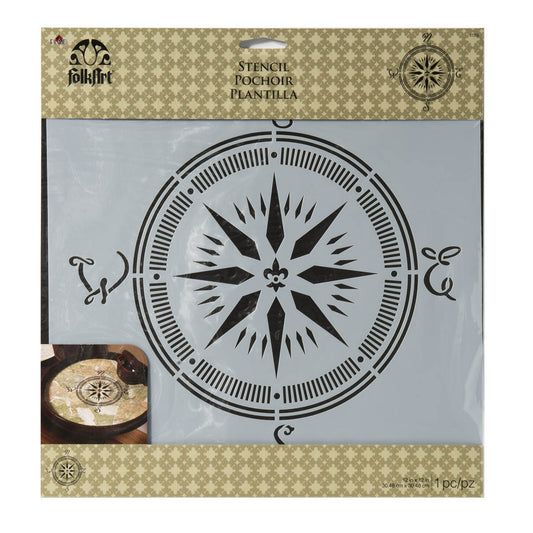 FolkArt Stencil – Compass – 12" x 12"