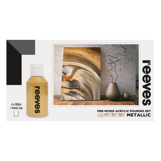 Reeves 4 x 100ml Pouring Set Metallic