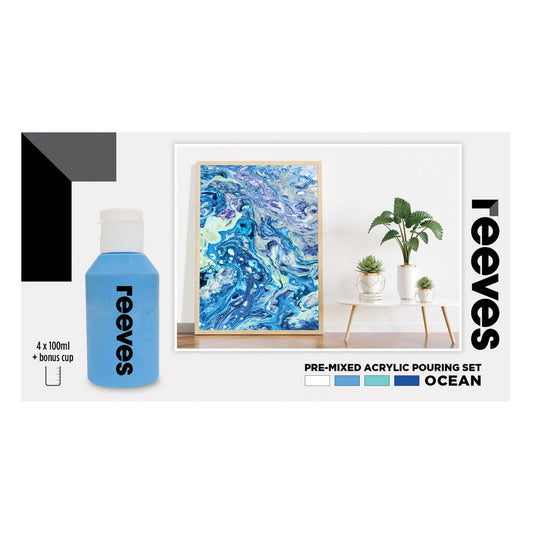 Reeves 4 x 100ml Pouring Set Ocean
