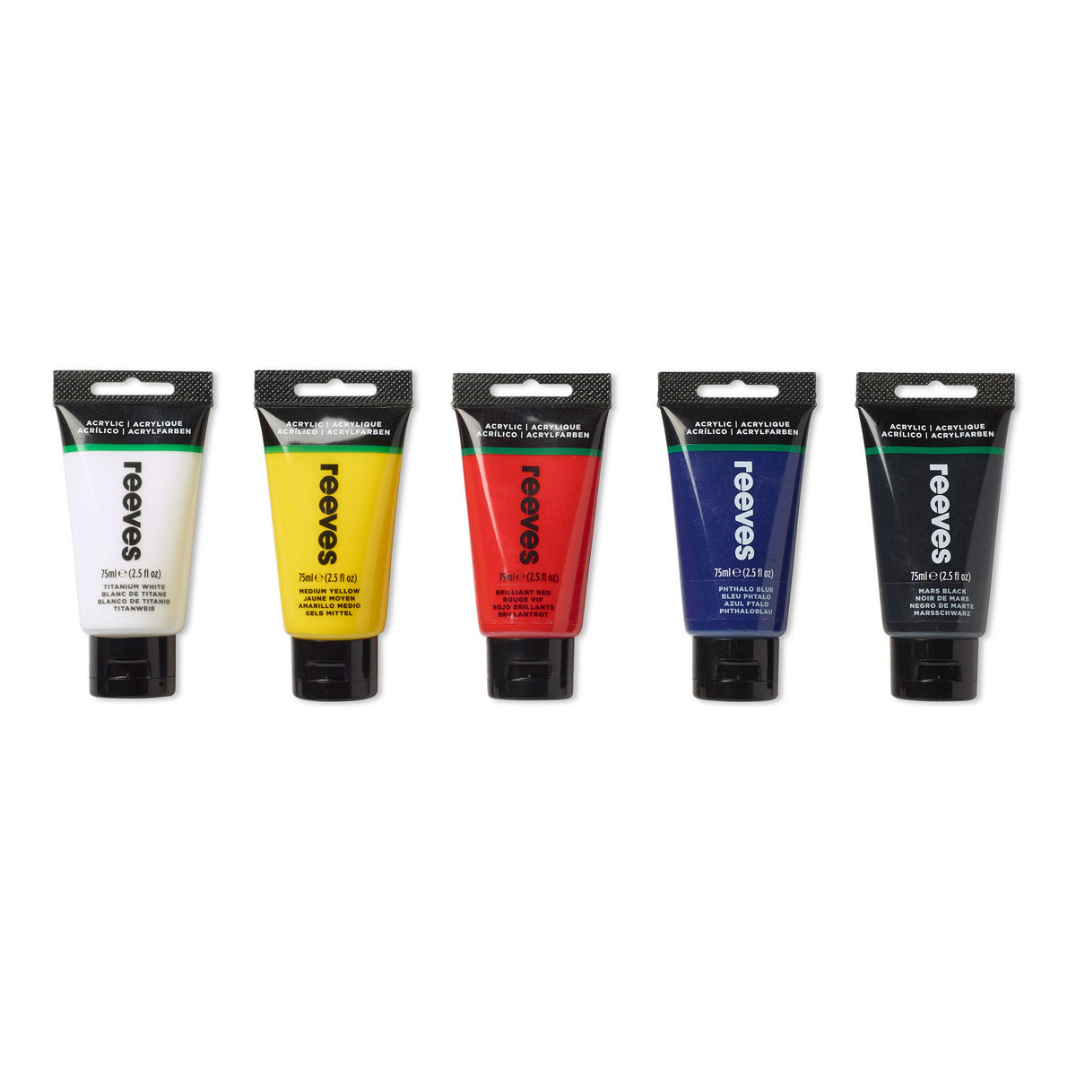 Reeves REEVES SET 5 X 75ML ACRYLIC PAINTS