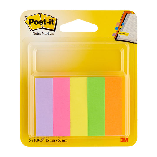 3M Post It Index Markers - 15 x 50 mm - 5 colours x 100 Sheets