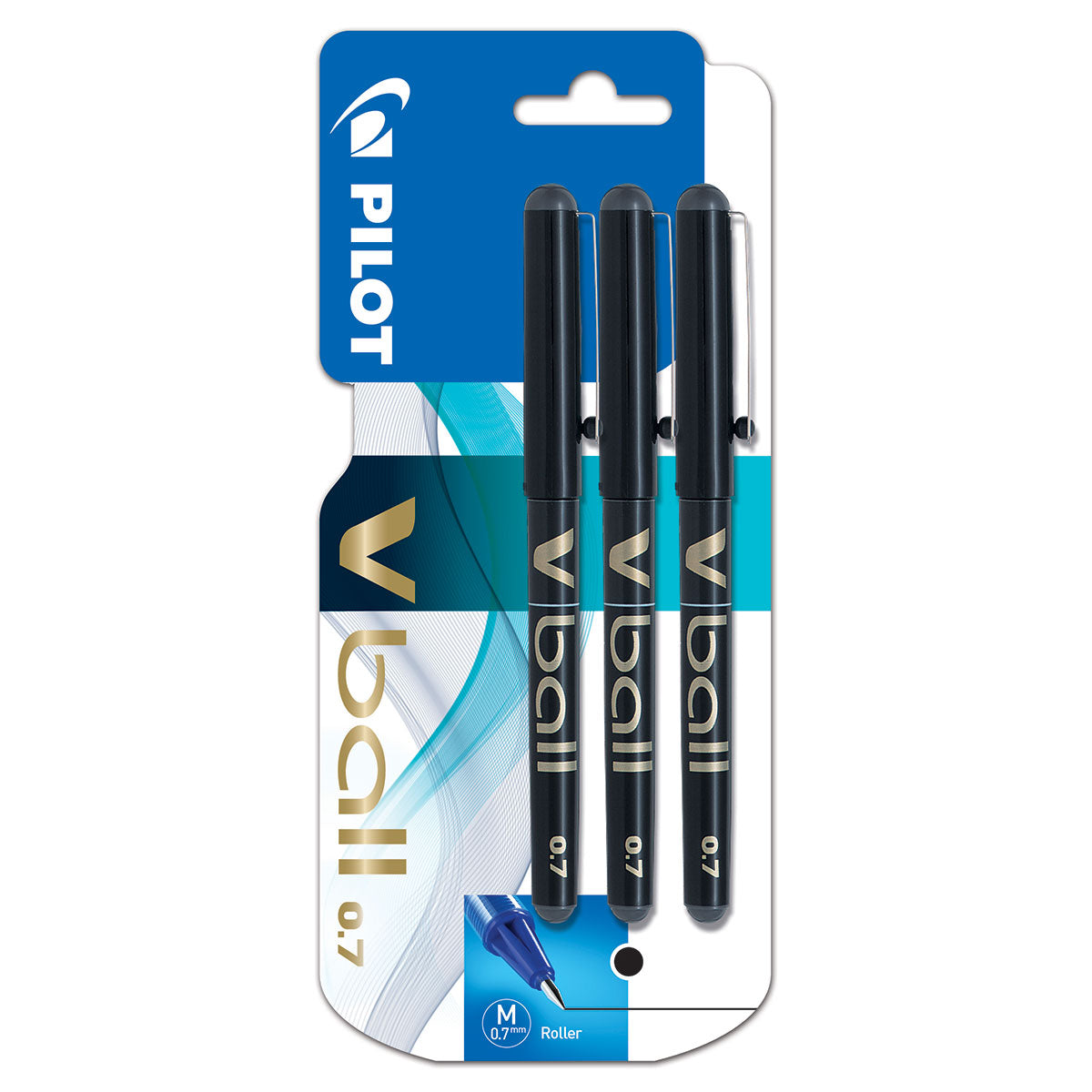 Pilot Vball 0.7 3PK Black Rollerball Pens
