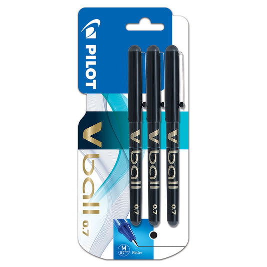 Pilot Vball 0.7 3PK Black Rollerball Pens