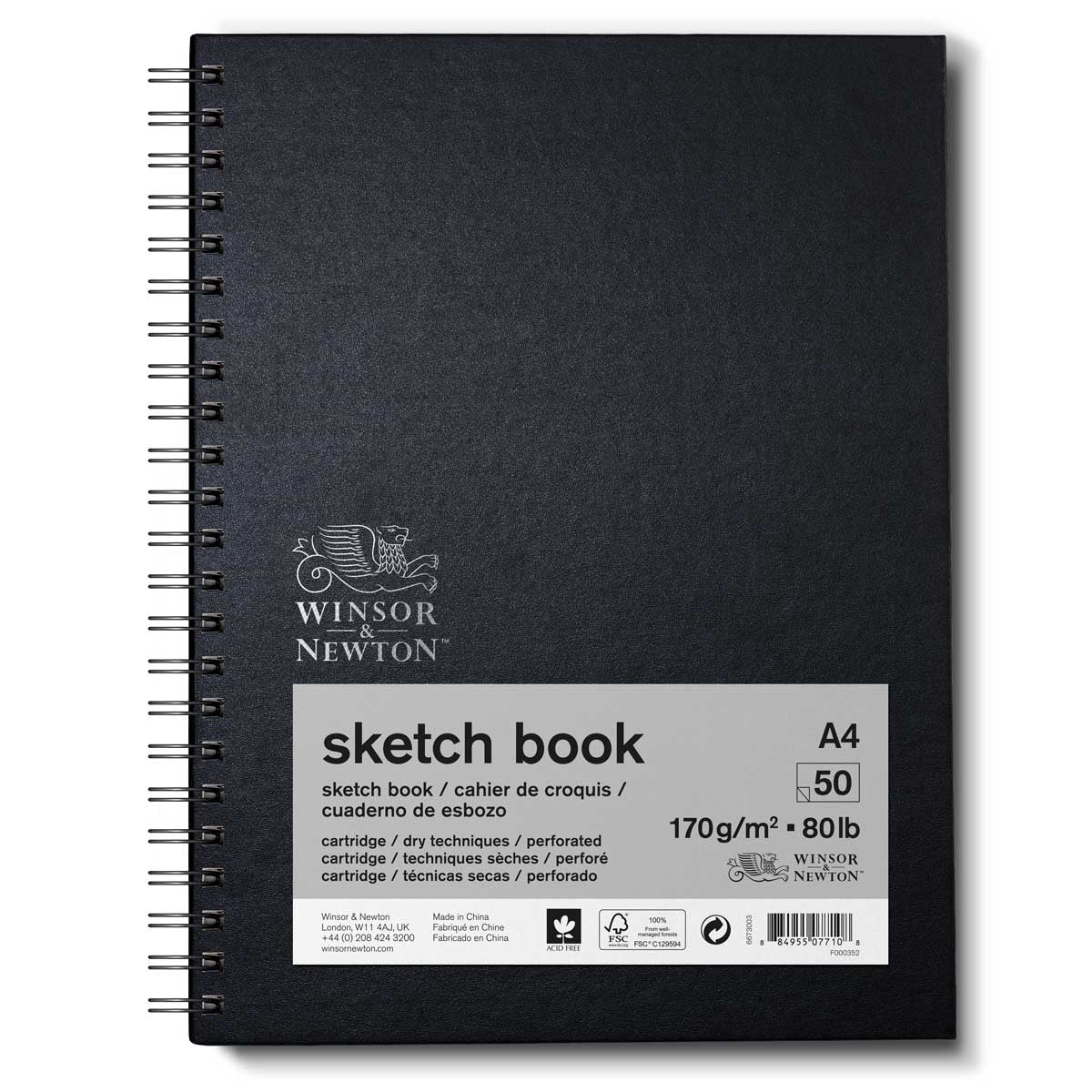 Winsor & Newton Hardback Sketch Book 170gsm - A4 Spiral - Winsor & Newton at DRK Crafts