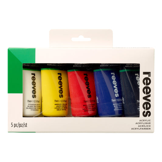 Reeves REEVES SET 5 X 75ML ACRYLIC PAINTS
