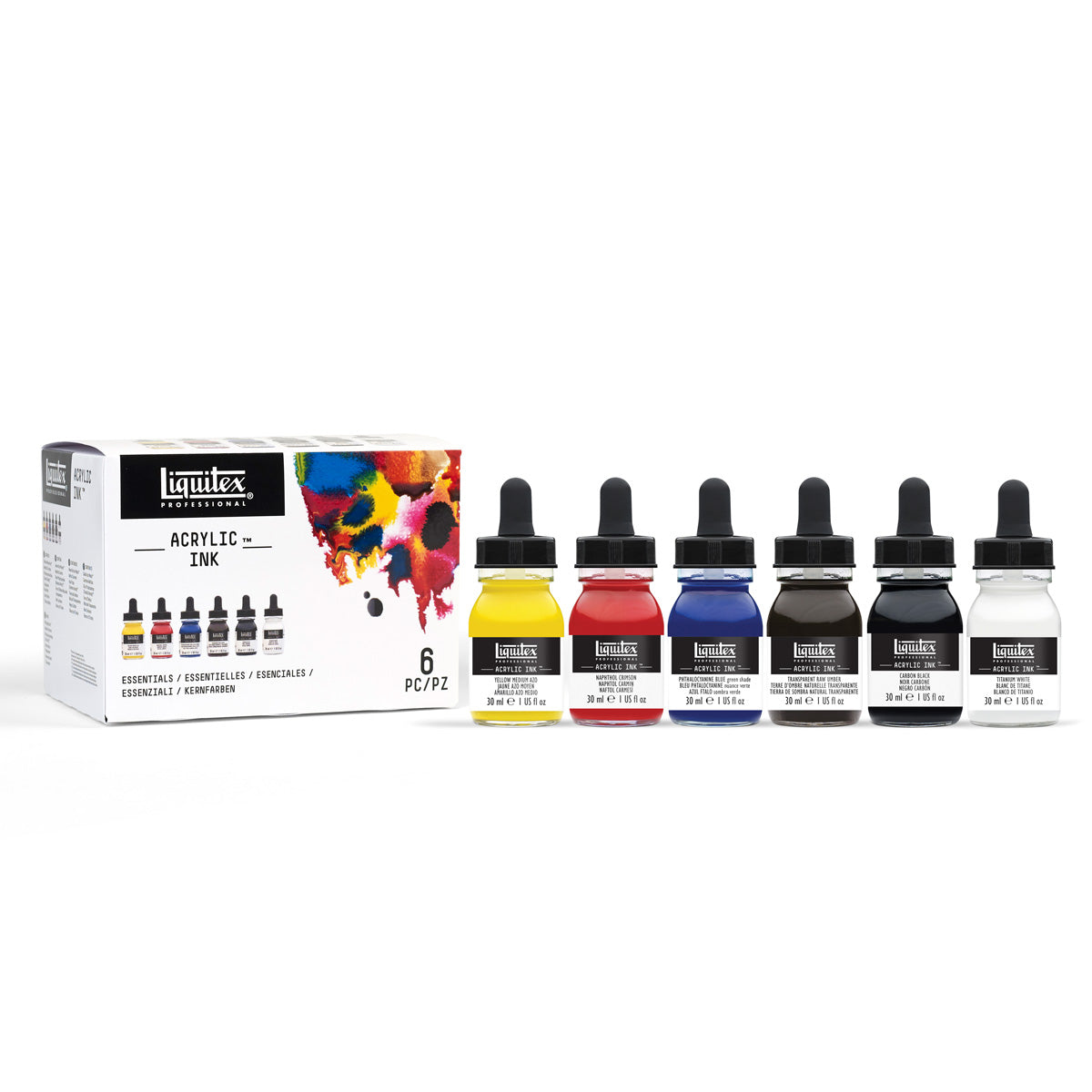 Liquitex Pro Professional Acrylic Ink Set Of 6 x 30ml Essential