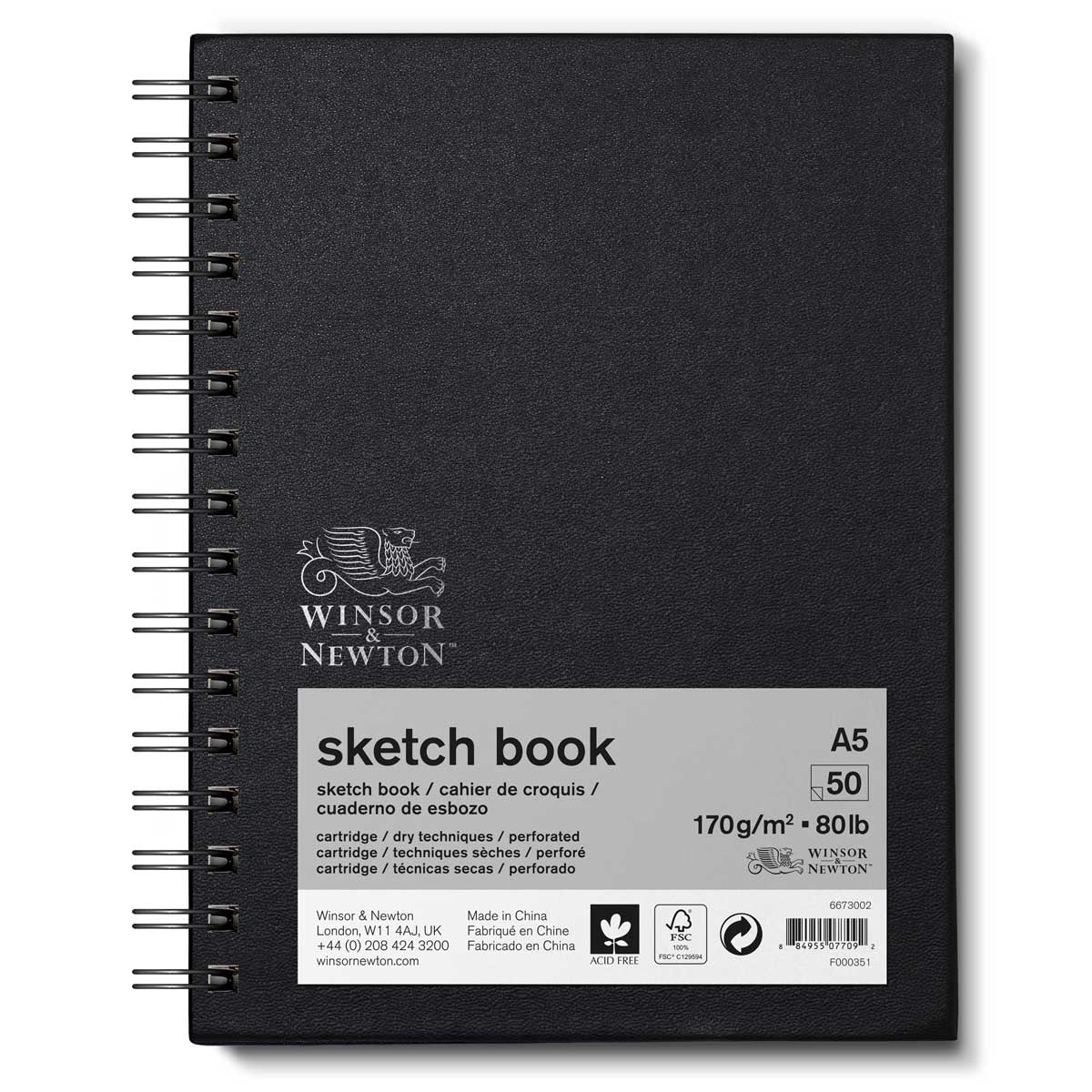 Winsor & Newton Hardback Sketch Book 170gsm - A5 Spiral - Winsor & Newton at DRK Crafts