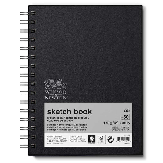 Winsor & Newton Hardback Sketch Book 170gsm - A5 Spiral - Winsor & Newton at DRK Crafts