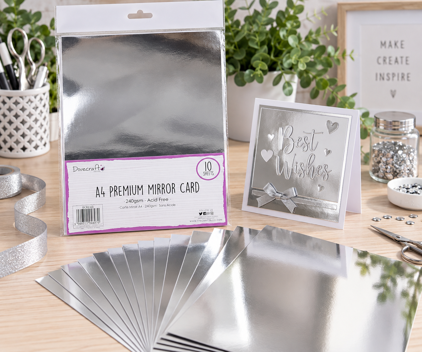 Dovecraft Essentials A4 Mirror Card - Silver