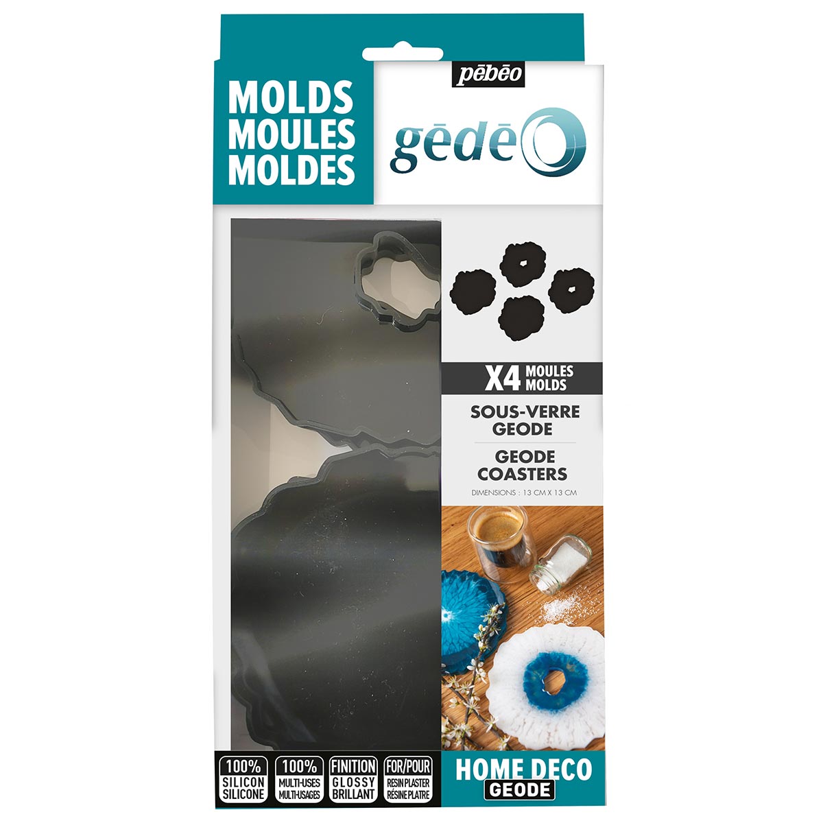 Pebeo Gedeo Silicon Mould - Geode Coaster X 4