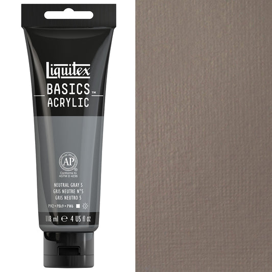 Liquitex - Basics - 118ml Acrylic Paint Neutral Gray 5