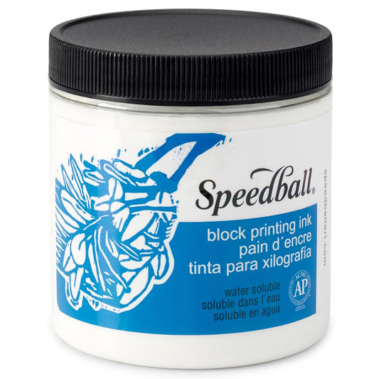 Speedball Water-Soluble Block Printing Ink – White – 236ml (8oz) by Speedball