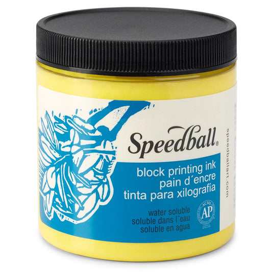 Speedball Water-Soluble Block Printing Ink – Yellow – 236ml (8oz) by Speedball