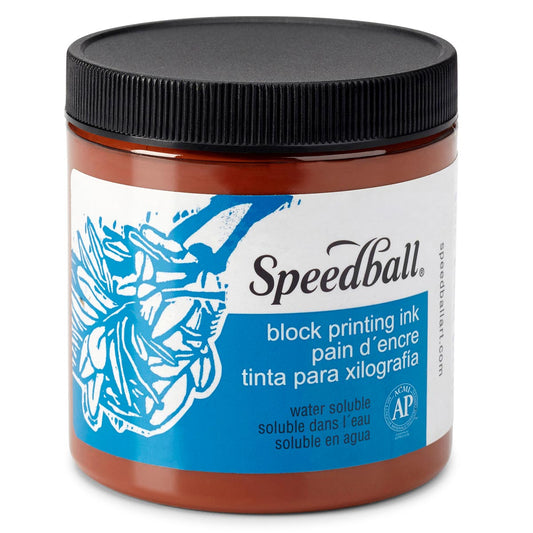 Speedball Water-Soluble Block Printing Ink – Brown – 236ml (8oz) by Speedball