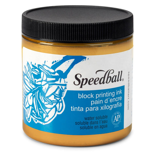 Speedball Water-Soluble Block Printing Ink – Gold – 236ml (8oz) by Speedball