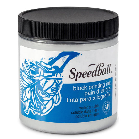 Speedball Water-Soluble Block Printing Ink – Silver – 236ml (8oz) by Speedball